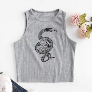 Snake print crop tank top